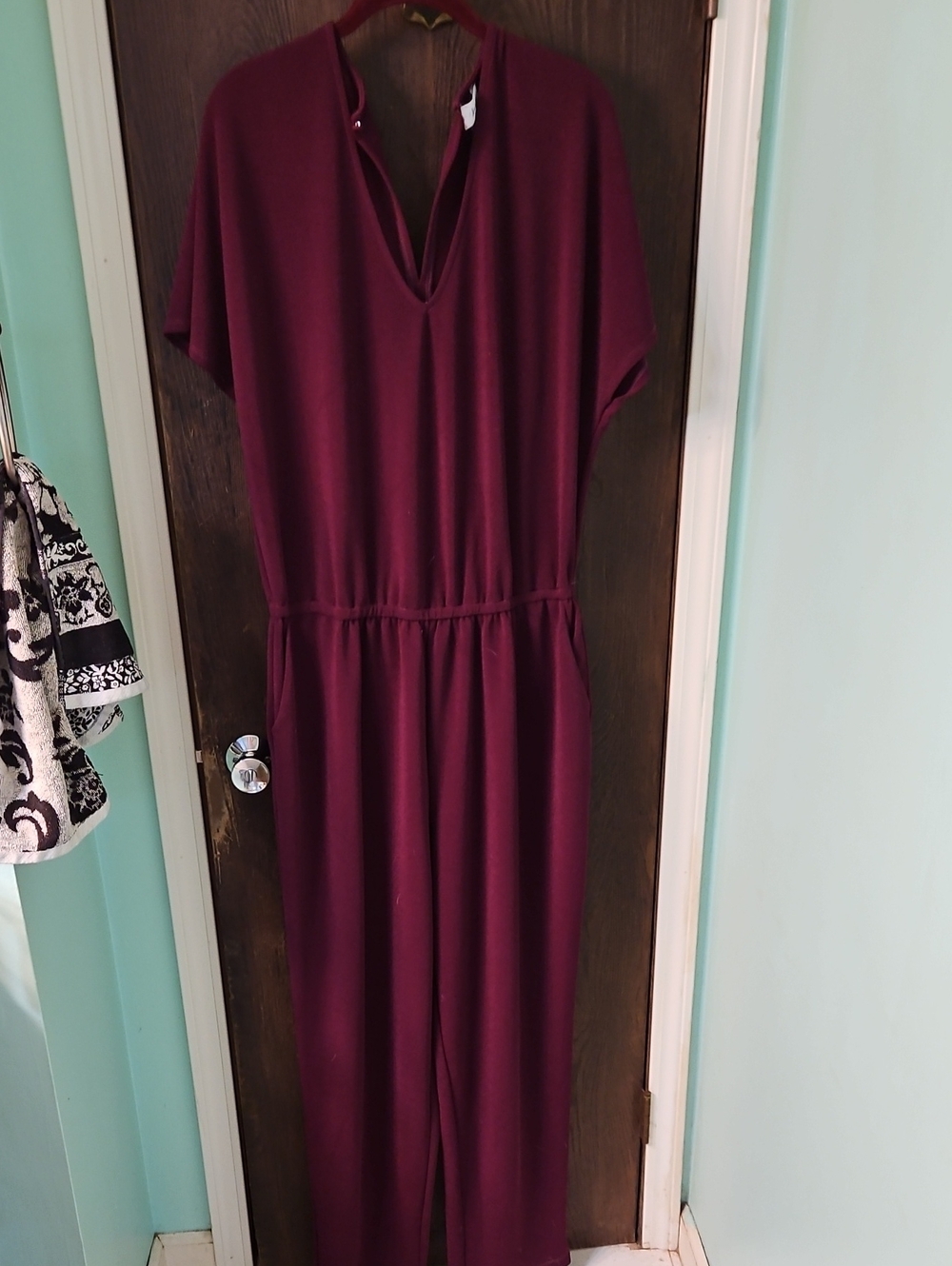 Leota Maroon Long Sleeve Jumpsuit/ One Piece Pants